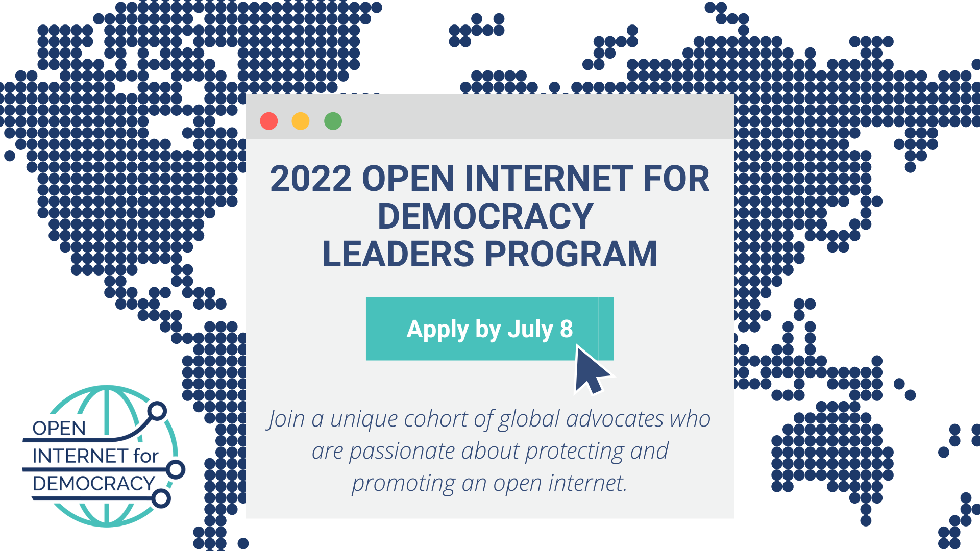 graphic announcing that applications are open for the leader's program until July 8, 2022